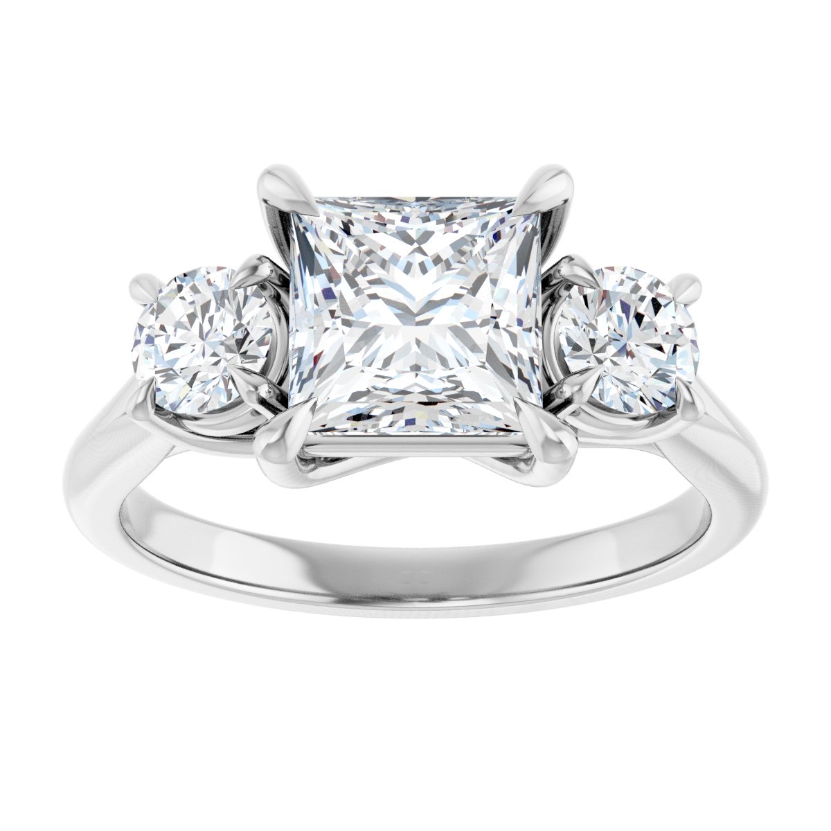 Square Three-Stone Engagement Ring Semi-Mount - gallery - Series 126342