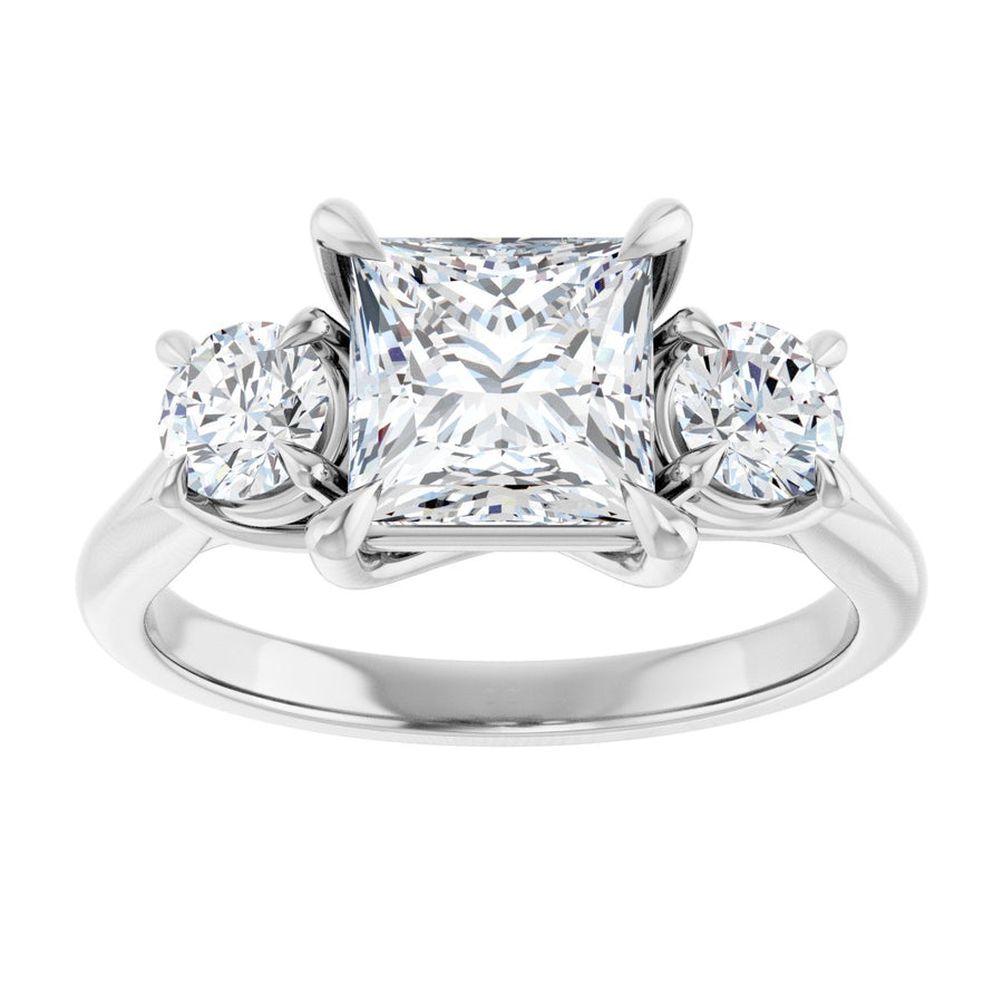Square Three-Stone Engagement Ring Semi-Mount - gallery - Series 126342