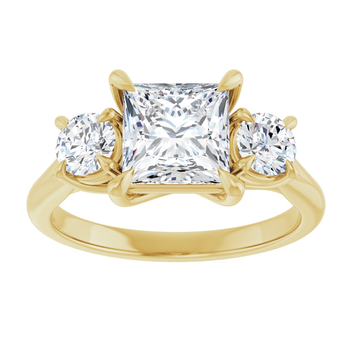 Square Three-Stone Engagement Ring Semi-Mount - gallery - Series 126342