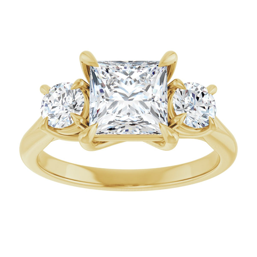 Square Three-Stone Engagement Ring Semi-Mount - gallery - Series 126342
