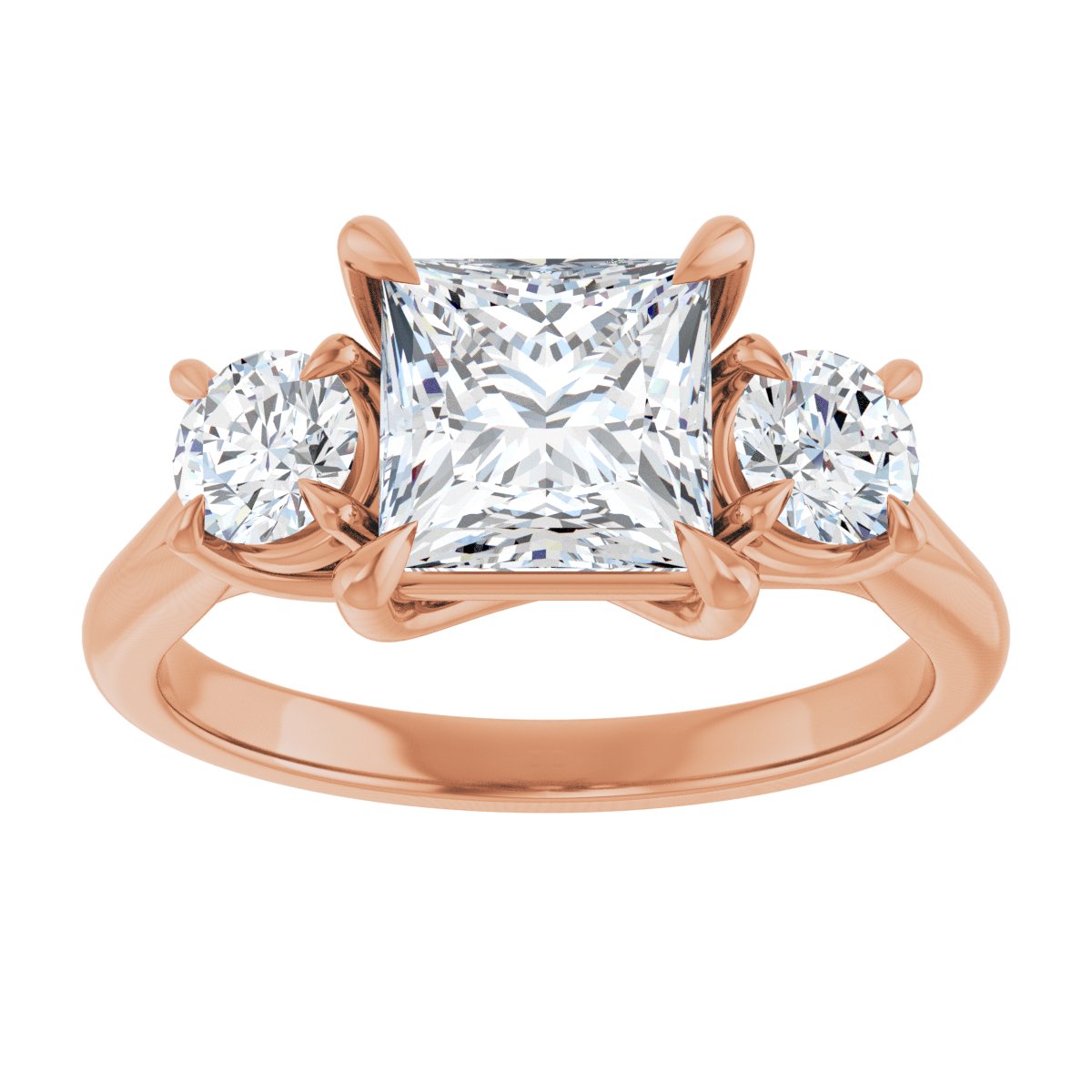 Square Three-Stone Engagement Ring Semi-Mount - gallery - Series 126342