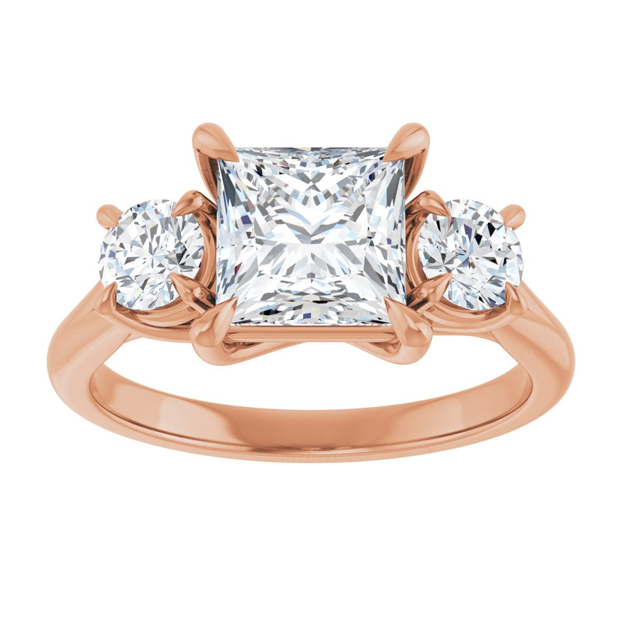 Square Three-Stone Engagement Ring Semi-Mount - gallery - Series 126342