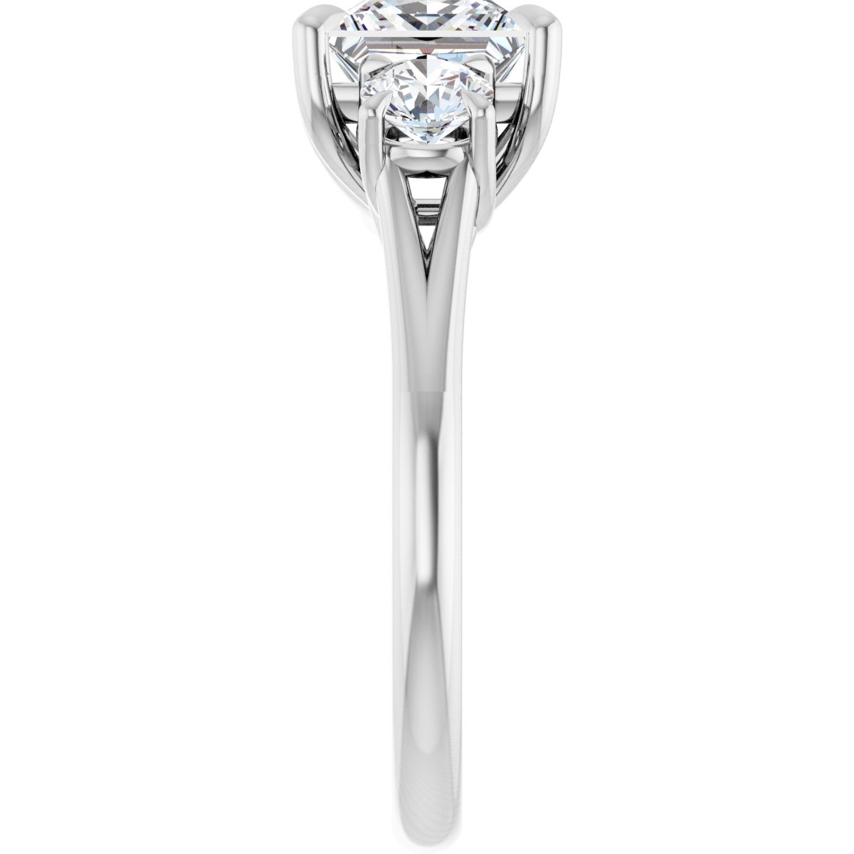 Square Three-Stone Engagement Ring Semi-Mount - gallery - Series 126342