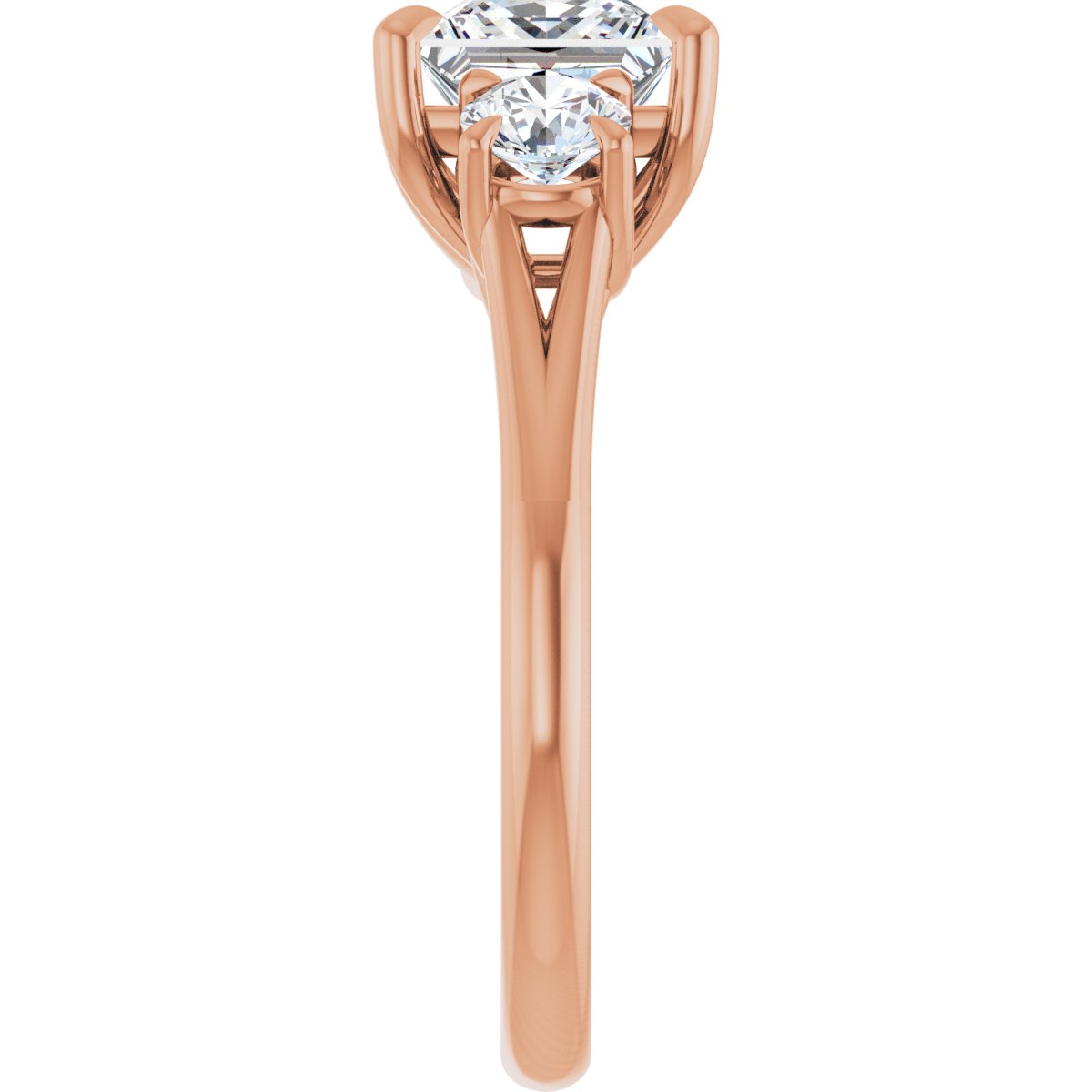 Square Three-Stone Engagement Ring Semi-Mount - gallery - Series 126342