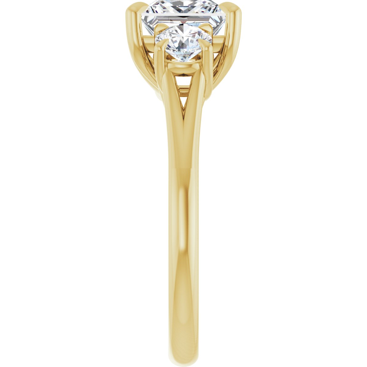 Square Three-Stone Engagement Ring Semi-Mount - gallery - Series 126342