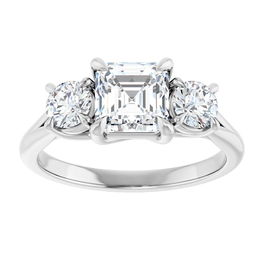 Asscher Three-Stone Engagement Ring Semi-Mount - gallery - Series 126342