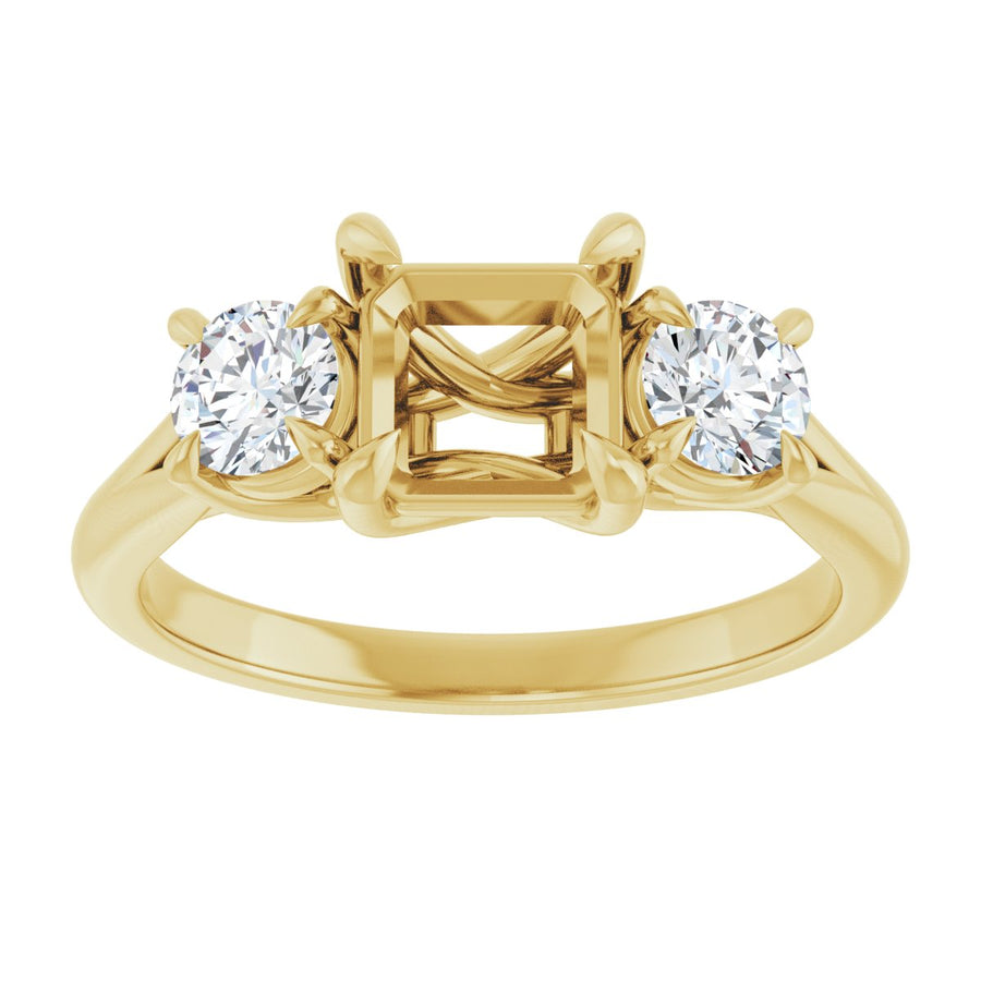 Asscher Three-Stone Engagement Ring Semi-Mount - gallery - Series 126342