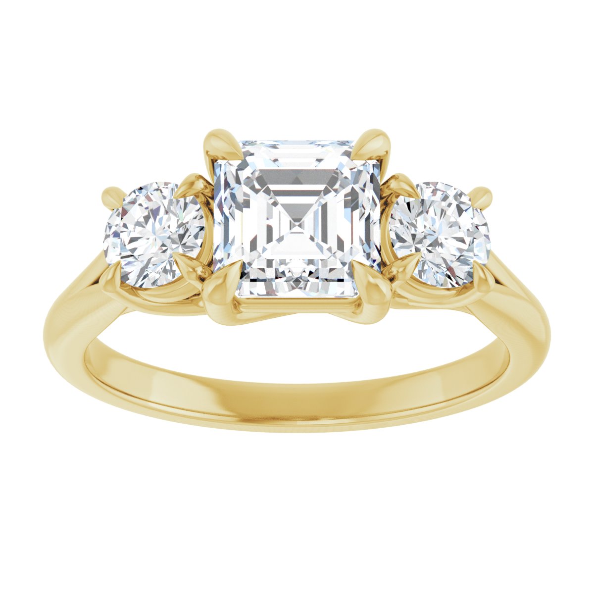Asscher Three-Stone Engagement Ring Semi-Mount - gallery - Series 126342