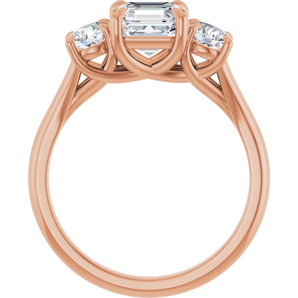 Asscher Three-Stone Engagement Ring Semi-Mount - gallery - Series 126342