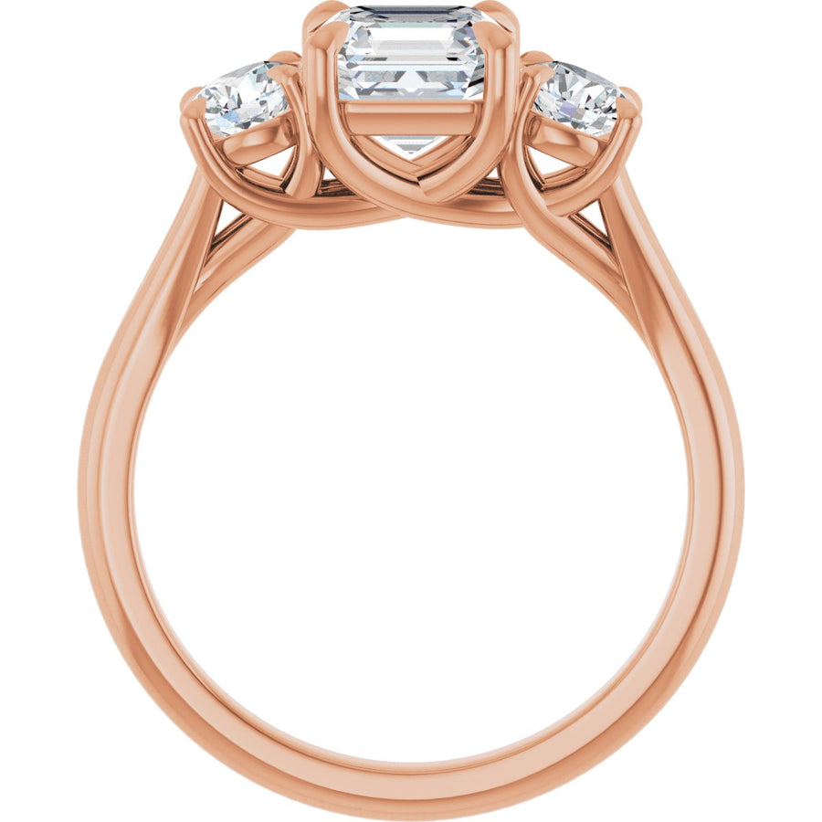 Asscher Three-Stone Engagement Ring Semi-Mount - gallery - Series 126342