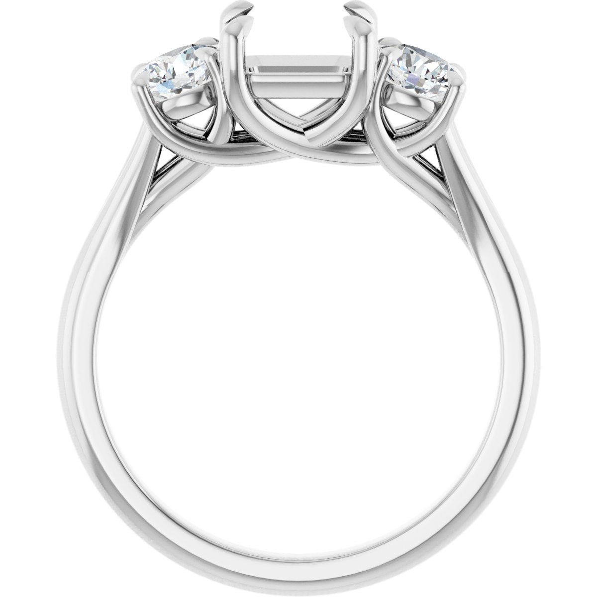 Asscher Three-Stone Engagement Ring Semi-Mount - gallery - Series 126342