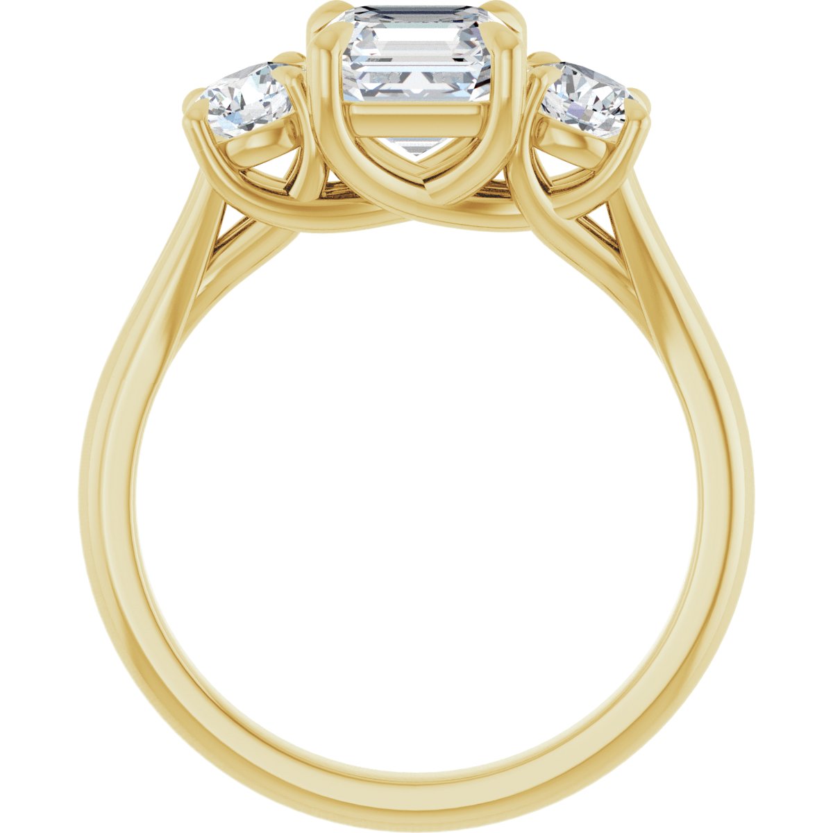 Asscher Three-Stone Engagement Ring Semi-Mount - gallery - Series 126342