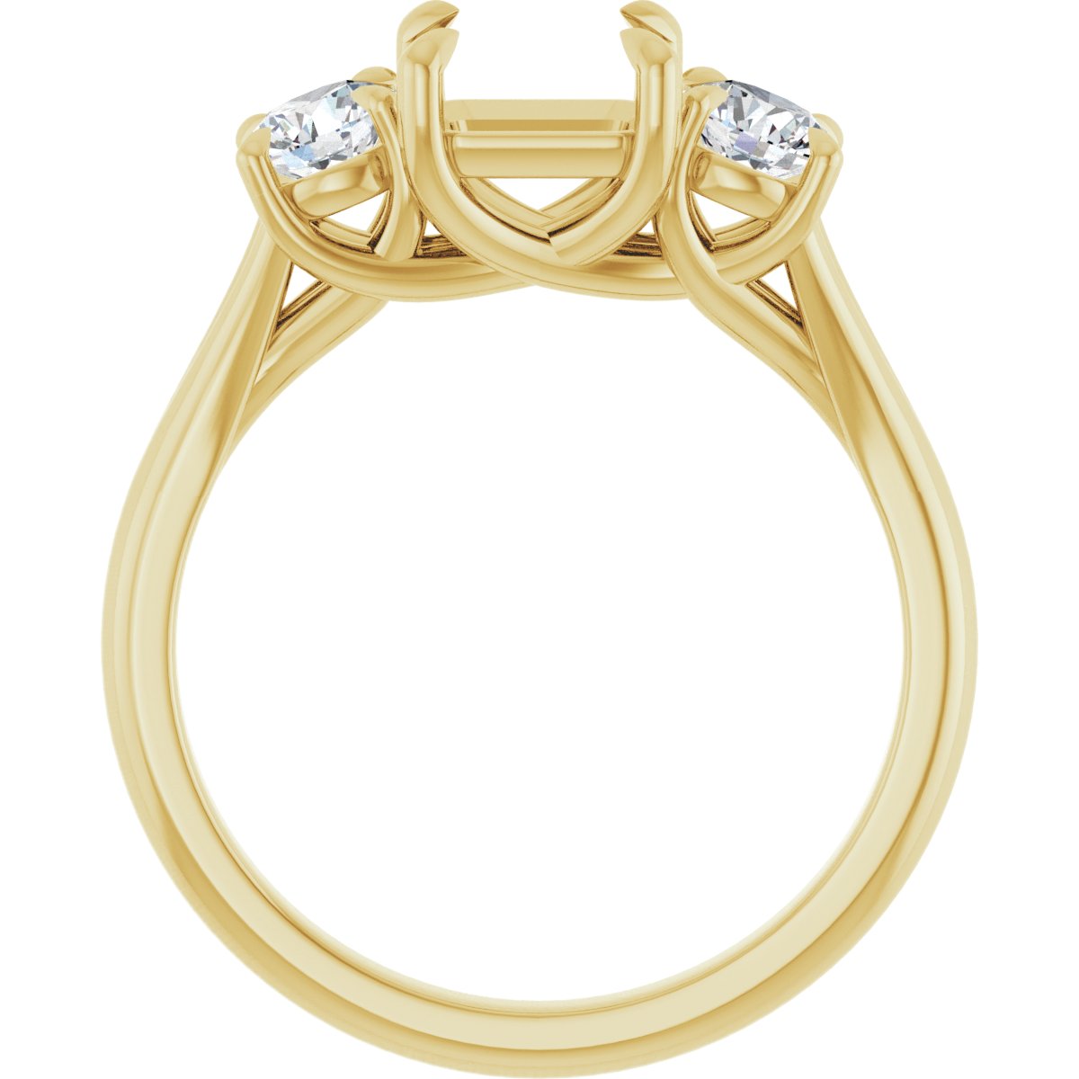 Asscher Three-Stone Engagement Ring Semi-Mount - gallery - Series 126342