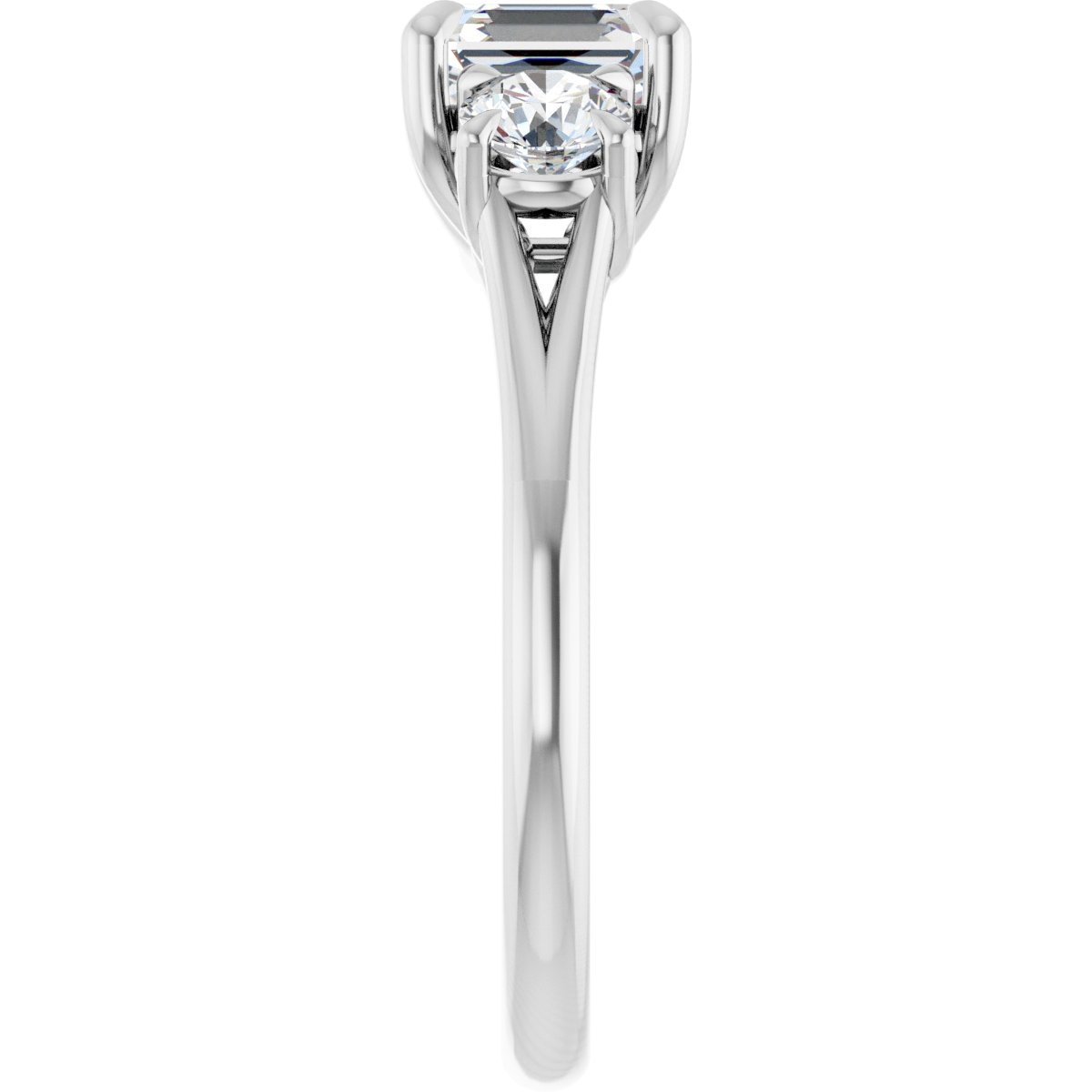 Asscher Three-Stone Engagement Ring Semi-Mount - gallery - Series 126342