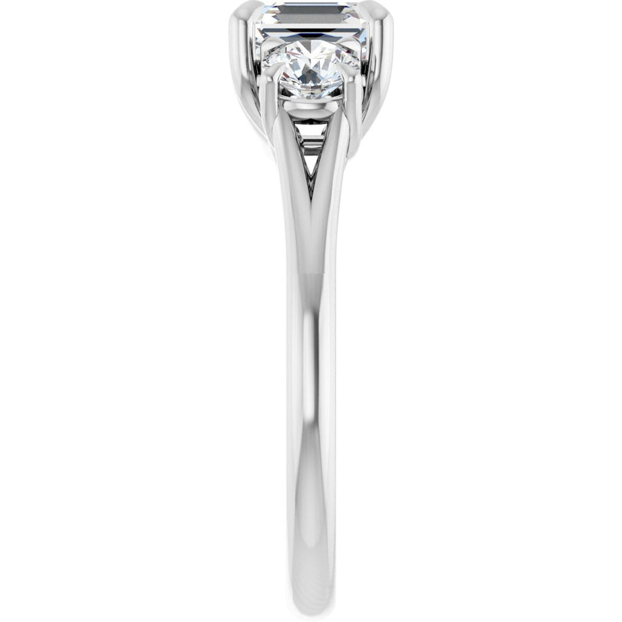 Asscher Three-Stone Engagement Ring Semi-Mount - gallery - Series 126342