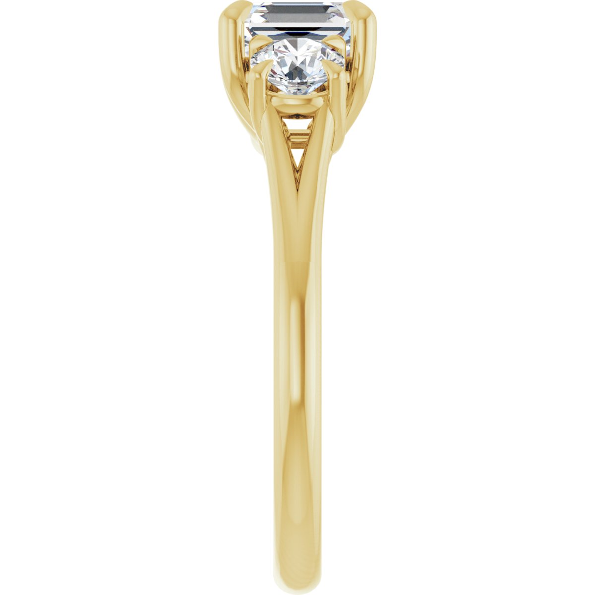 Asscher Three-Stone Engagement Ring Semi-Mount - gallery - Series 126342