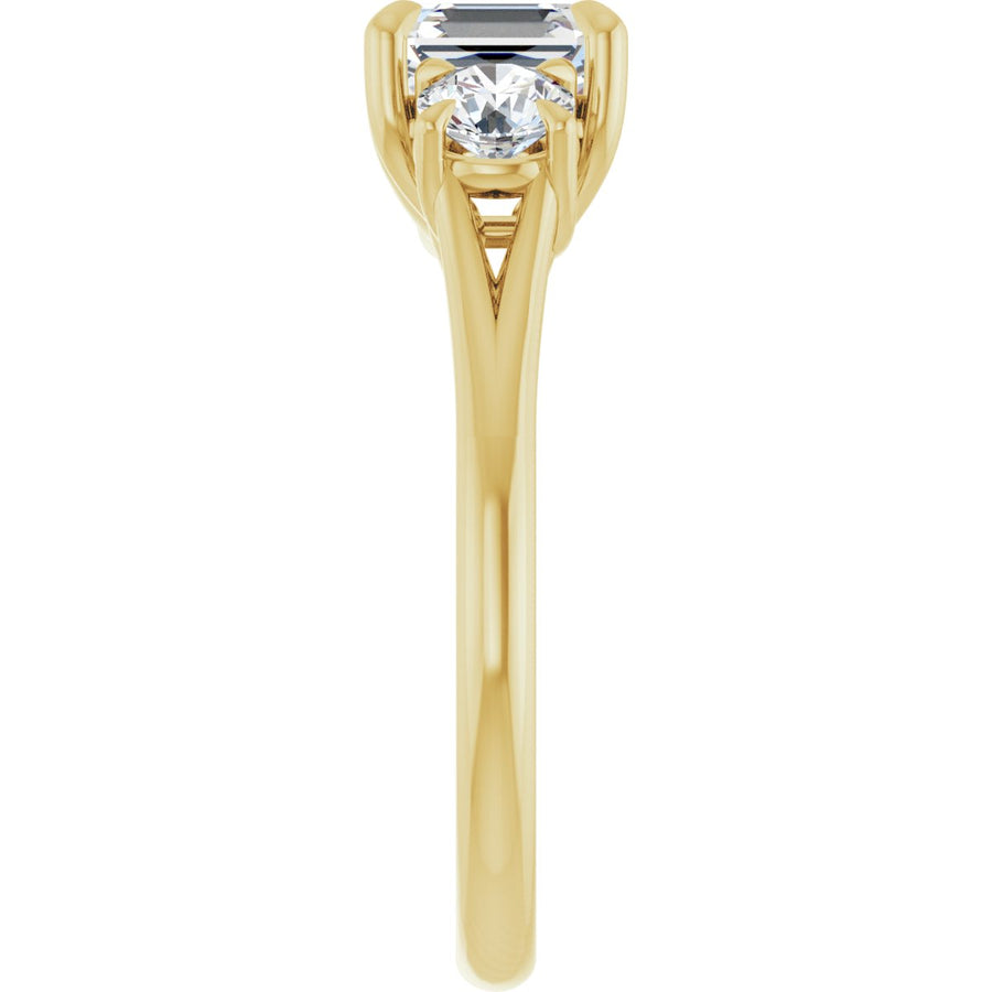 Asscher Three-Stone Engagement Ring Semi-Mount - gallery - Series 126342