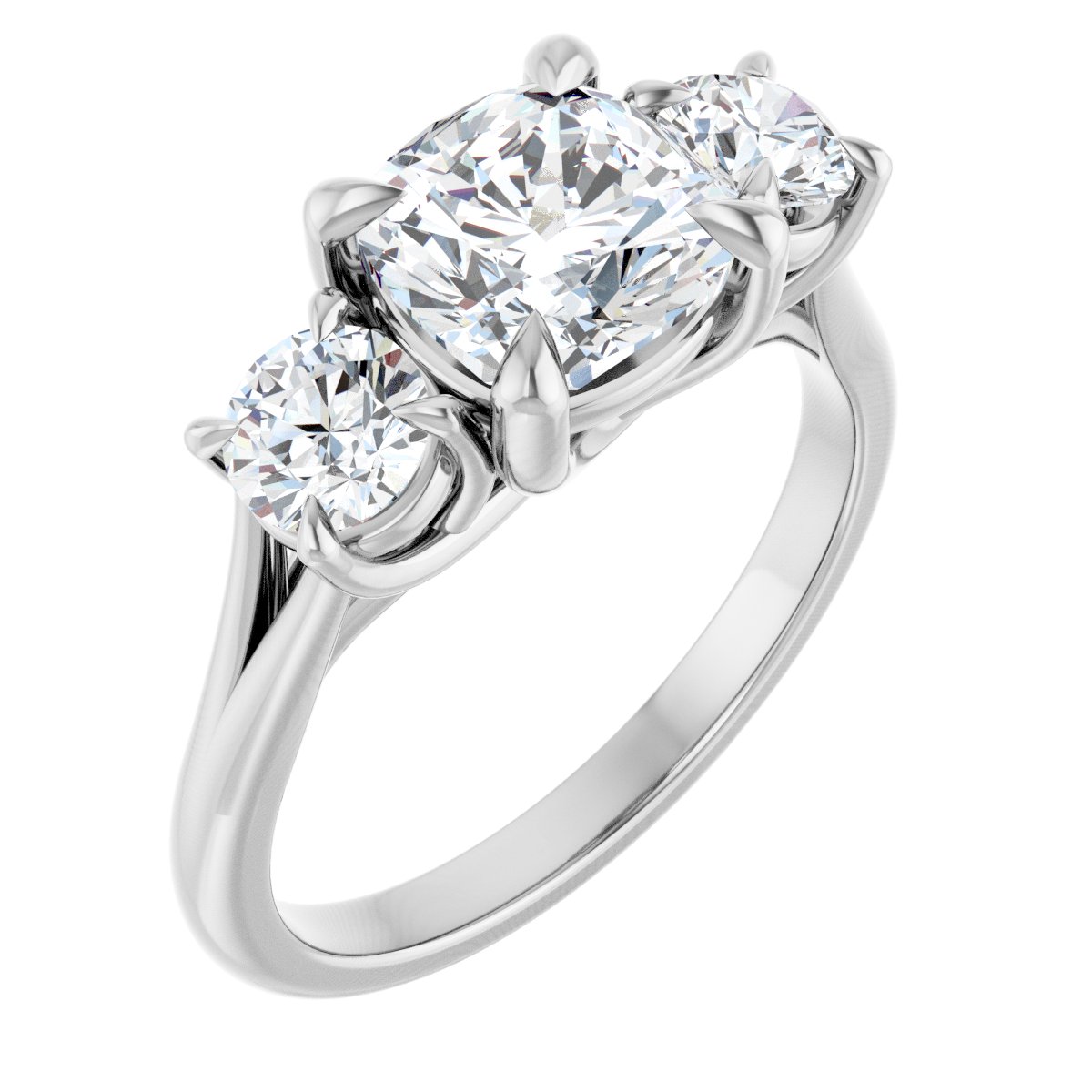 Natural Diamond Cushion Three-Stone Engagement Ring Semi-Mount - Platinum - Series 126342