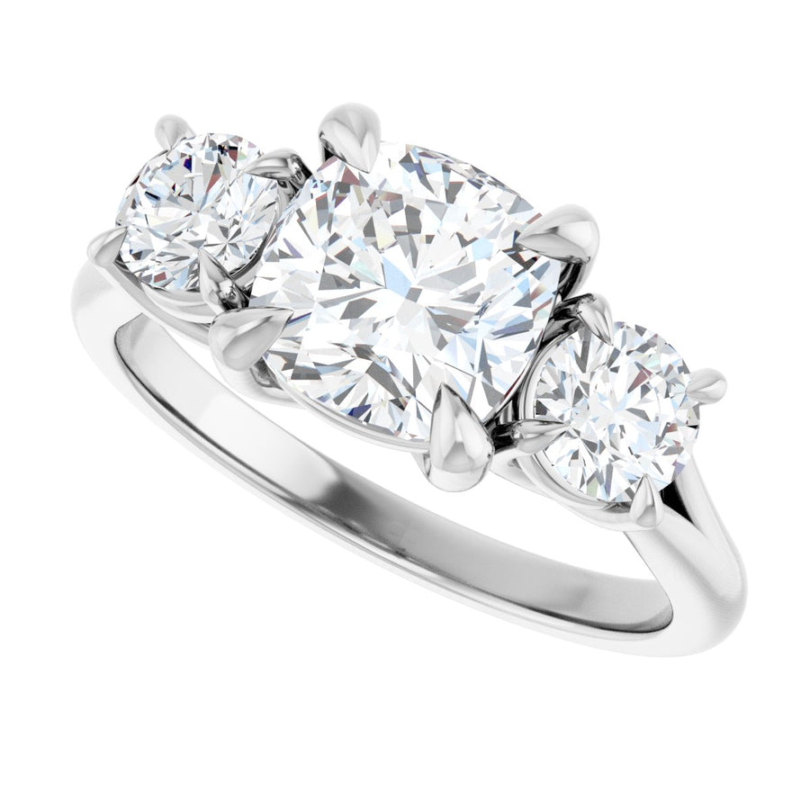 Cushion Three-Stone Engagement Ring Semi-Mount - gallery - Series 126342