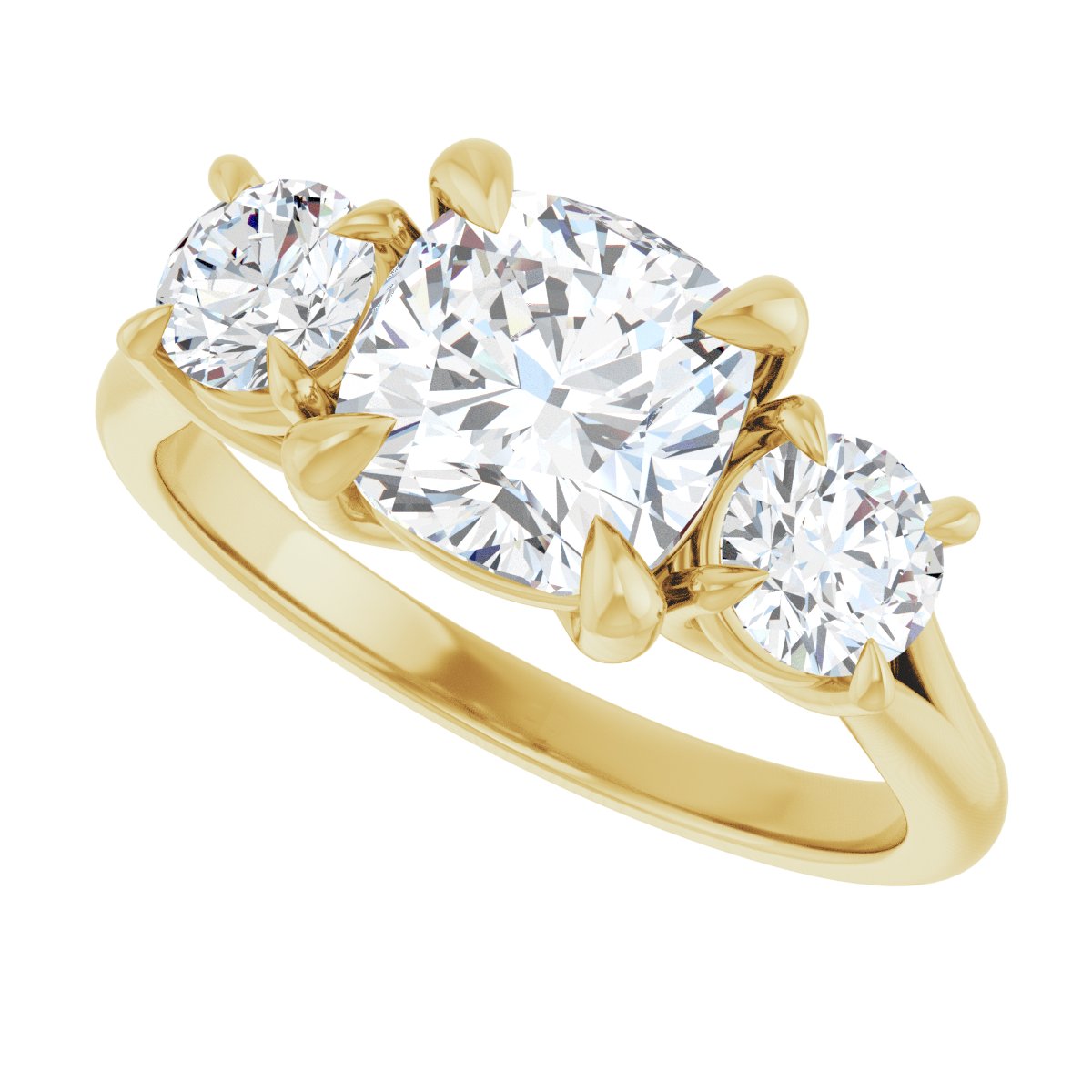Cushion Three-Stone Engagement Ring Semi-Mount - gallery - Series 126342