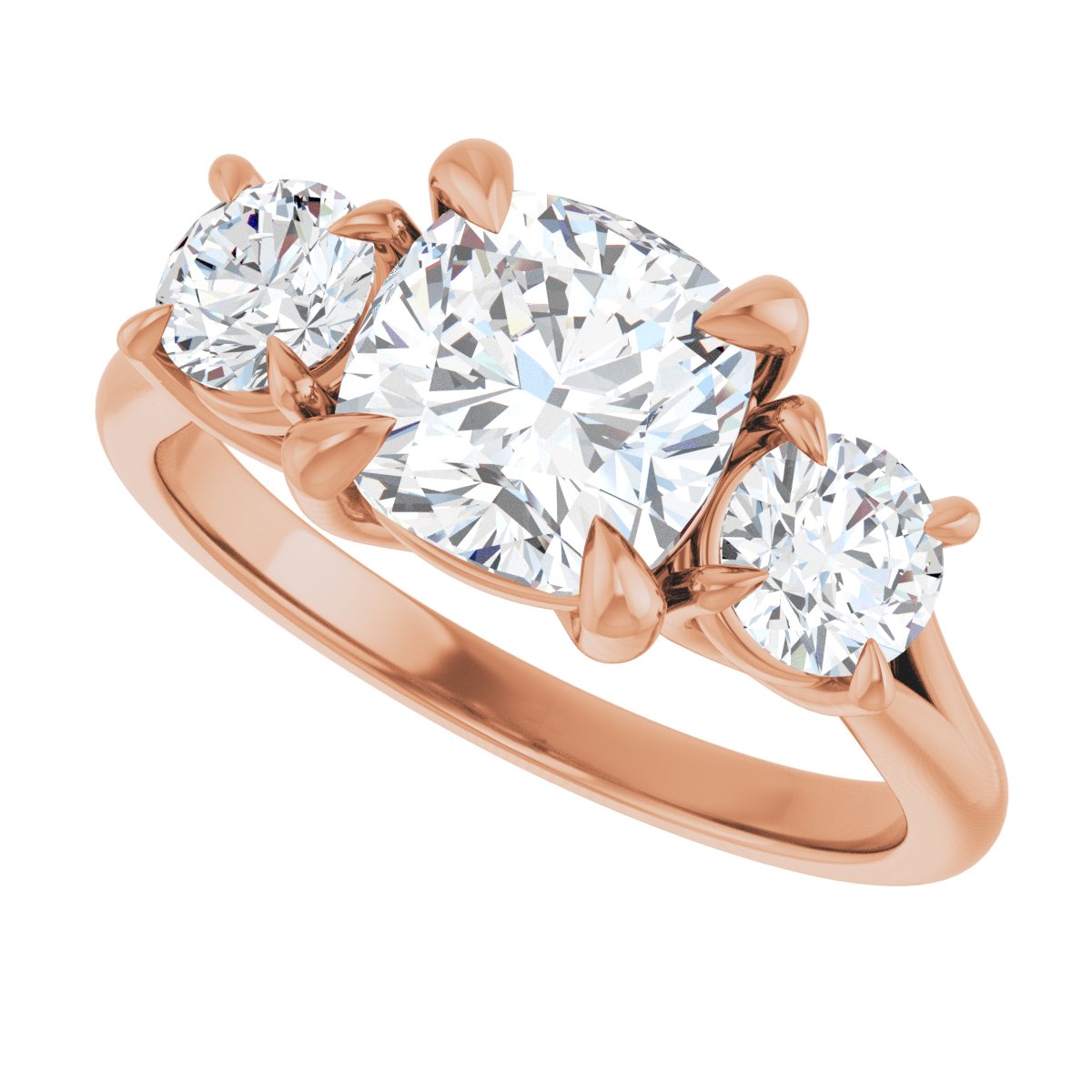 Cushion Three-Stone Engagement Ring Semi-Mount - gallery - Series 126342