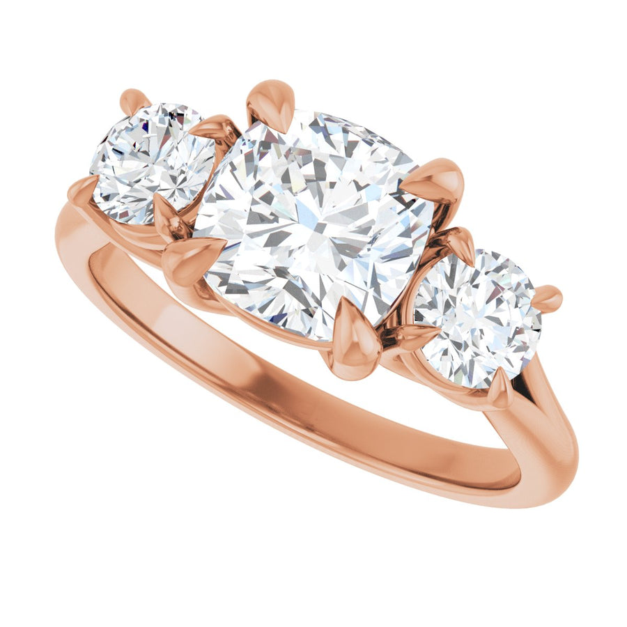 Cushion Three-Stone Engagement Ring Semi-Mount - gallery - Series 126342
