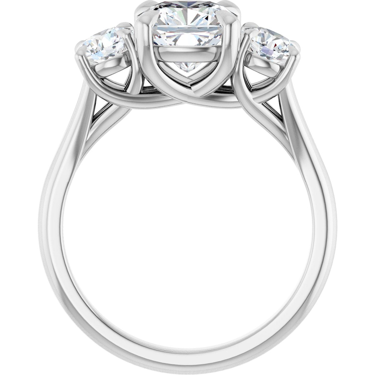 Cushion Three-Stone Engagement Ring Semi-Mount - gallery - Series 126342