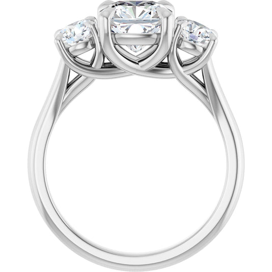 Cushion Three-Stone Engagement Ring Semi-Mount - gallery - Series 126342