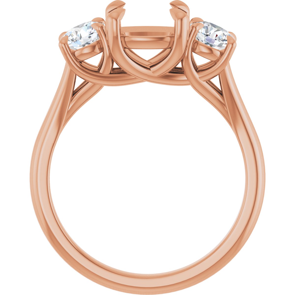 Cushion Three-Stone Engagement Ring Semi-Mount - gallery - Series 126342