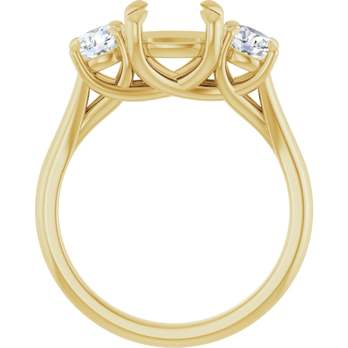 Cushion Three-Stone Engagement Ring Semi-Mount - gallery - Series 126342