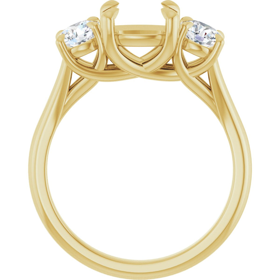 Cushion Three-Stone Engagement Ring Semi-Mount - gallery - Series 126342