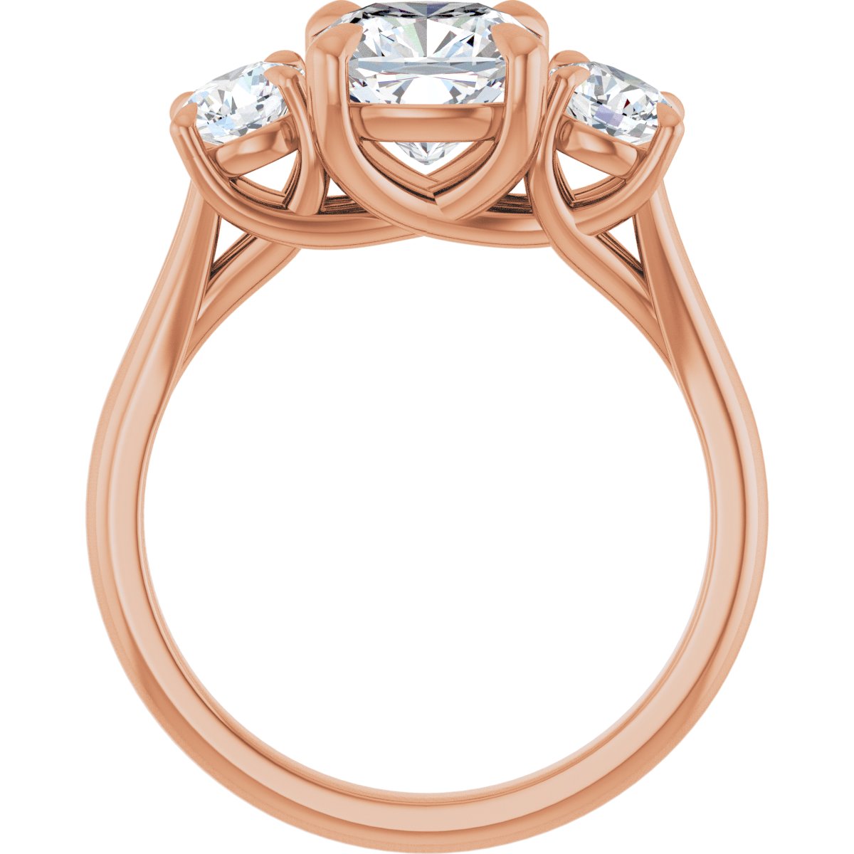 Cushion Three-Stone Engagement Ring Semi-Mount - gallery - Series 126342