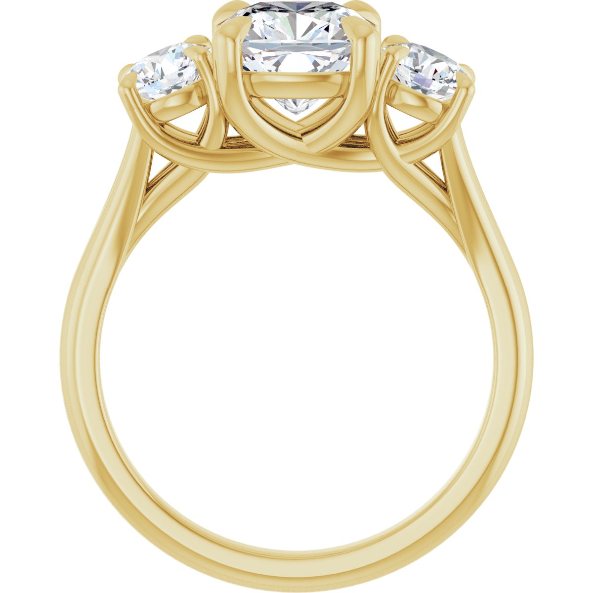 Cushion Three-Stone Engagement Ring Semi-Mount - gallery - Series 126342
