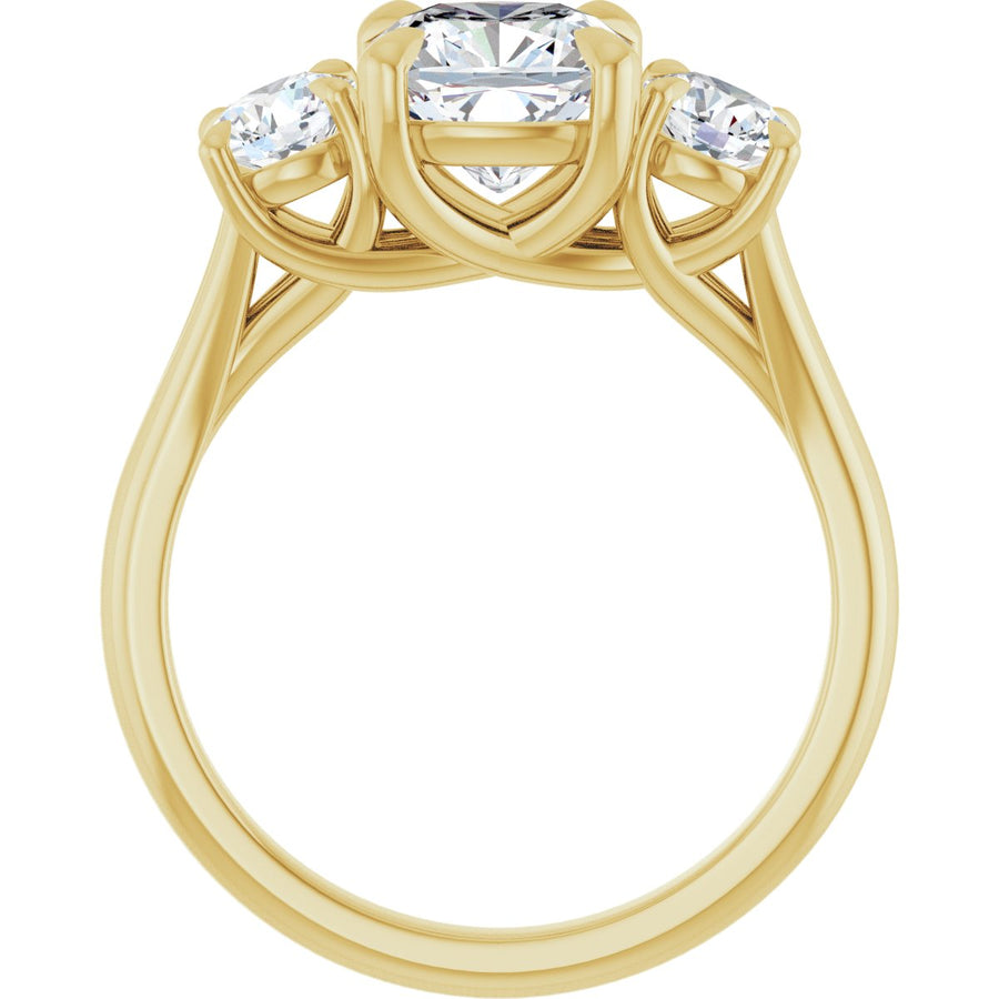 Cushion Three-Stone Engagement Ring Semi-Mount - gallery - Series 126342