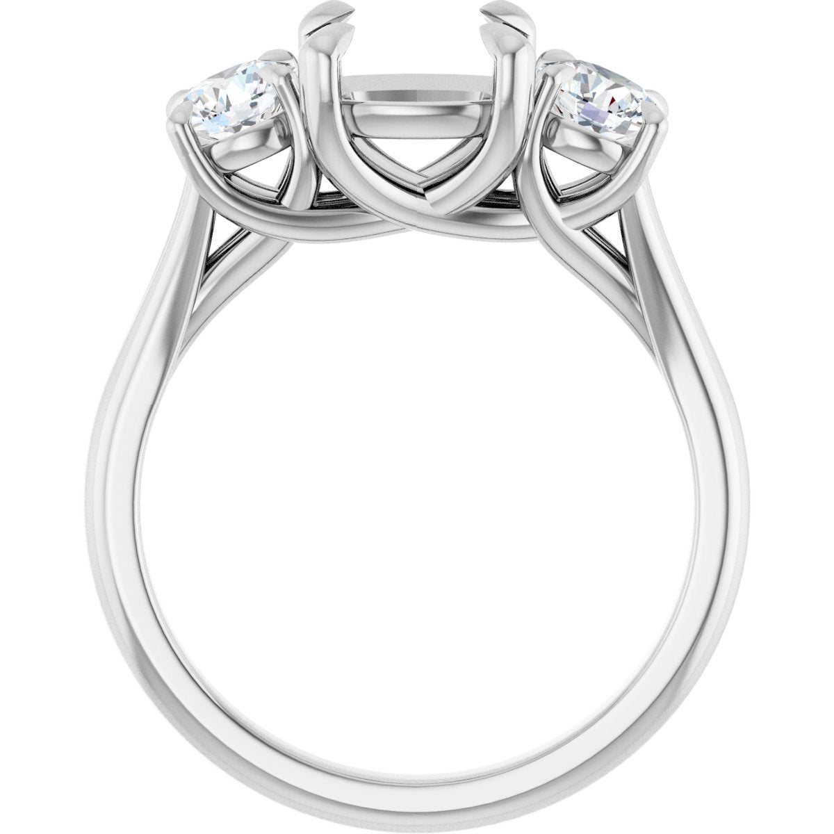 Cushion Three-Stone Engagement Ring Semi-Mount - gallery - Series 126342