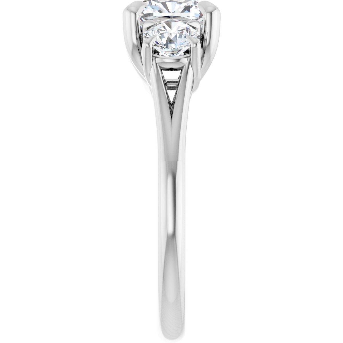 Cushion Three-Stone Engagement Ring Semi-Mount - gallery - Series 126342