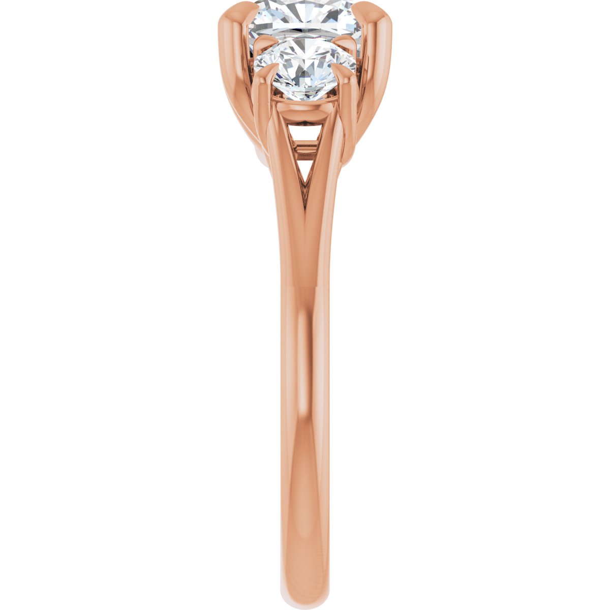 Cushion Three-Stone Engagement Ring Semi-Mount - gallery - Series 126342