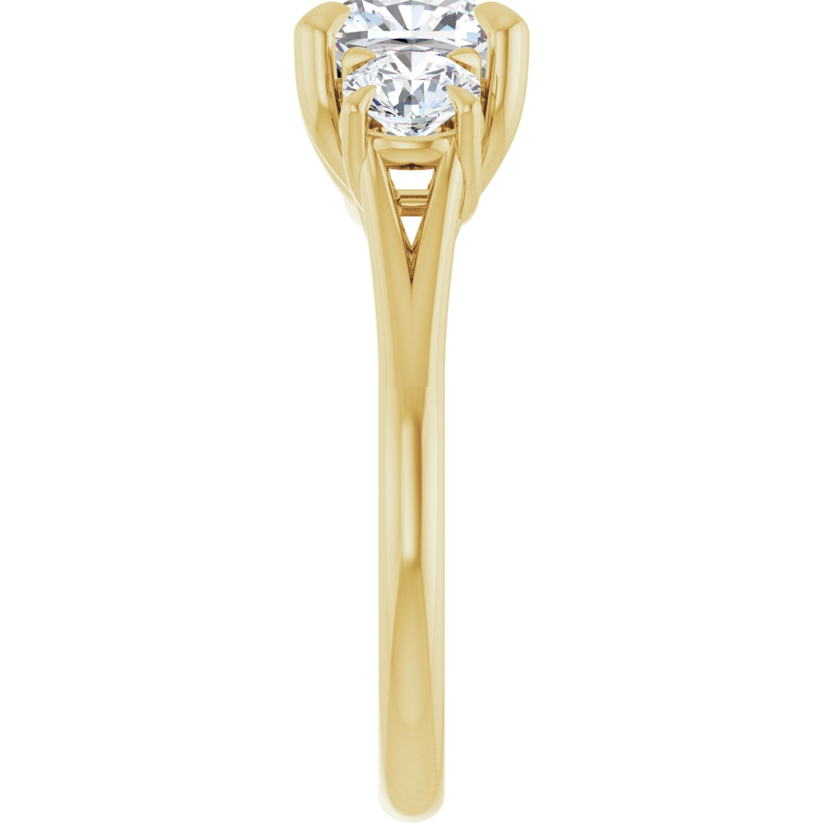 Cushion Three-Stone Engagement Ring Semi-Mount - gallery - Series 126342