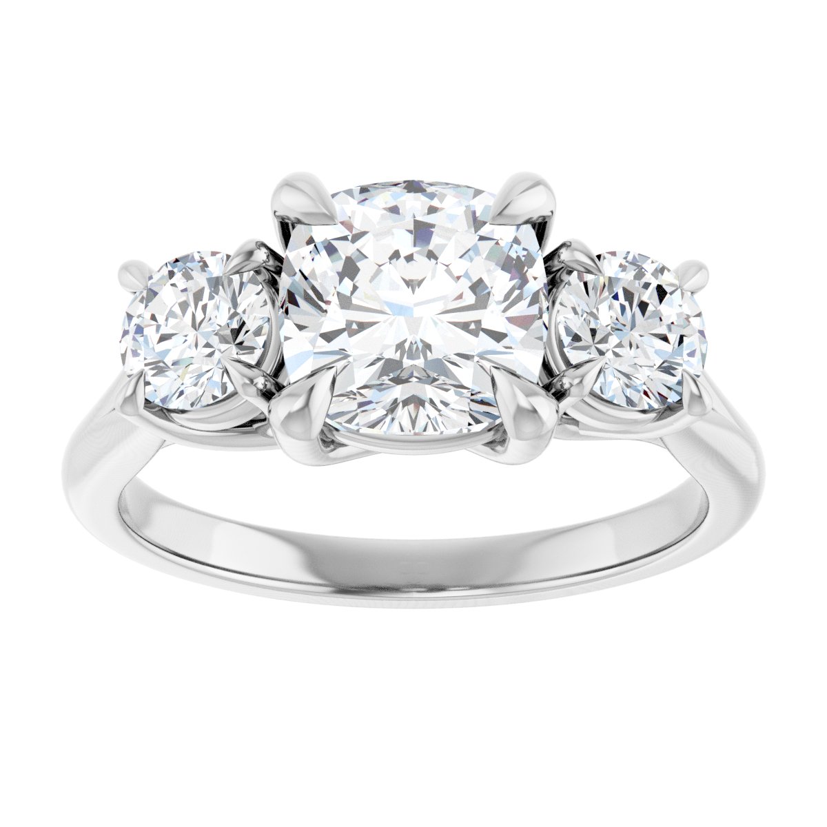 Cushion Three-Stone Engagement Ring Semi-Mount - gallery - Series 126342