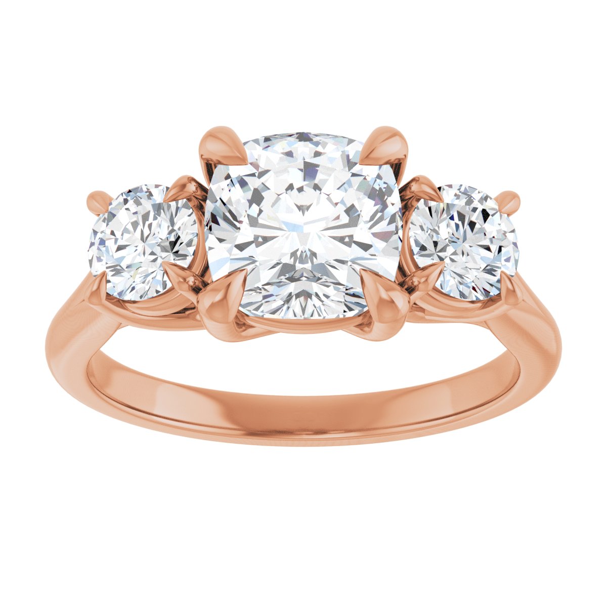 Cushion Three-Stone Engagement Ring Semi-Mount - gallery - Series 126342