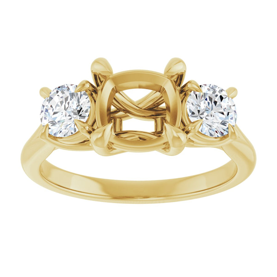 Cushion Three-Stone Engagement Ring Semi-Mount - gallery - Series 126342