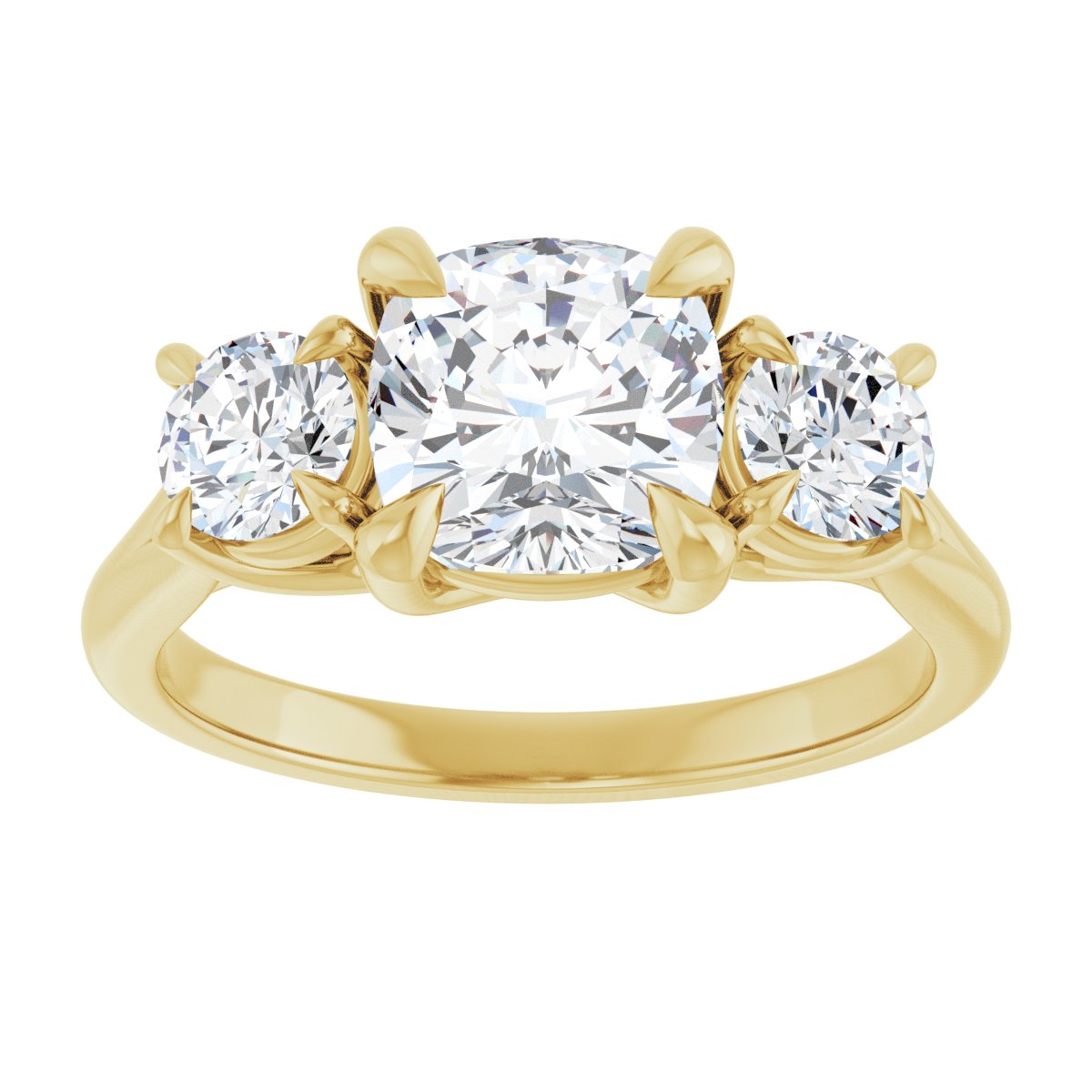 Cushion Three-Stone Engagement Ring Semi-Mount - gallery - Series 126342