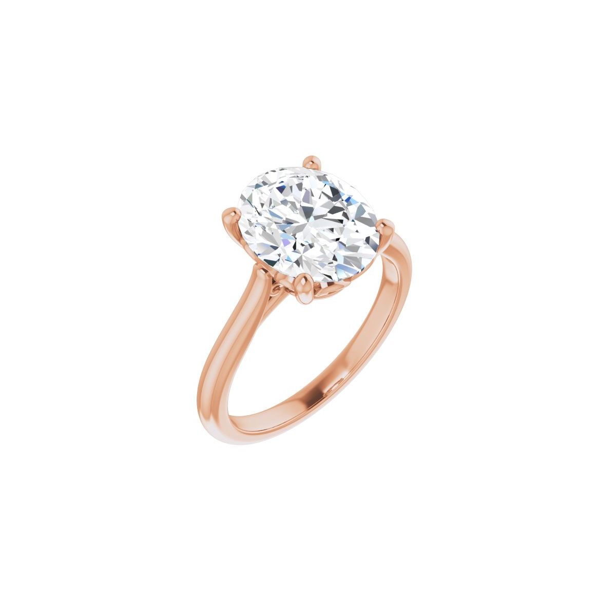 Natural Diamond Oval Solitaire Engagement Ring Mounting - 14K Gold - Series 126330