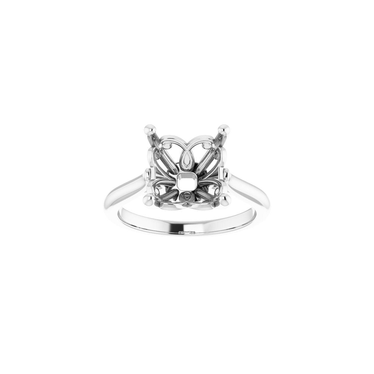 Asscher Solitaire Engagement Ring Mounting - gallery - Series 126330