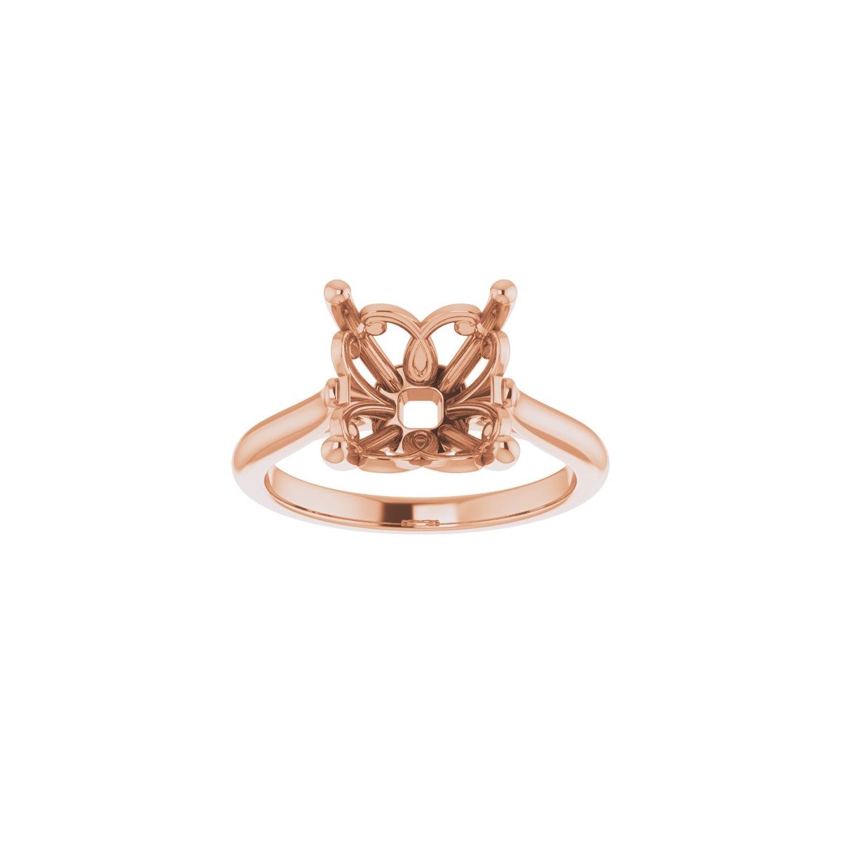 Asscher Solitaire Engagement Ring Mounting - gallery - Series 126330