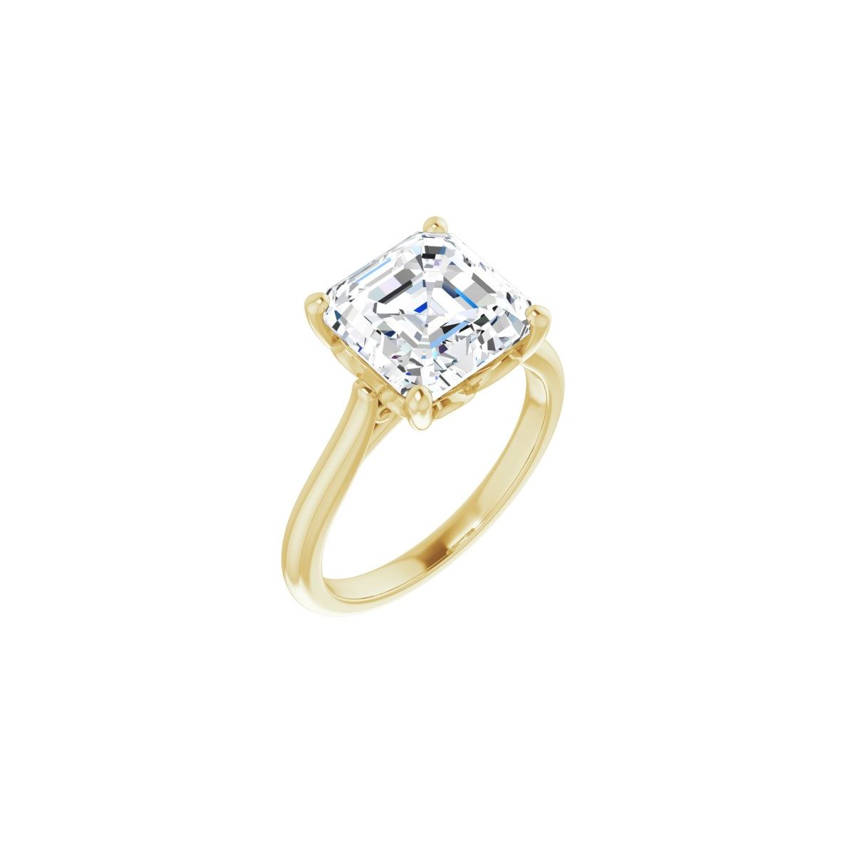 Natural Diamond Asscher Solitaire Engagement Ring Mounting - 14K Gold - Series 126330