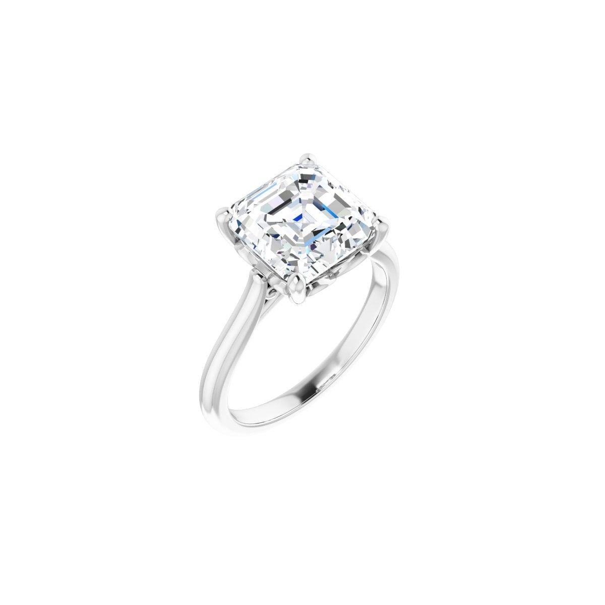 Natural Diamond Asscher Solitaire Engagement Ring Mounting - 14K Gold - Series 126330