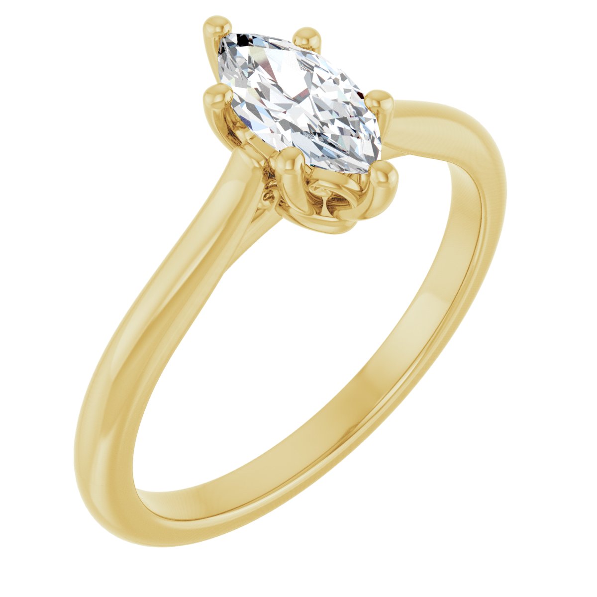 Natural Diamond Marquise Solitaire Engagement Ring Mounting - 14K Gold - Series 126330