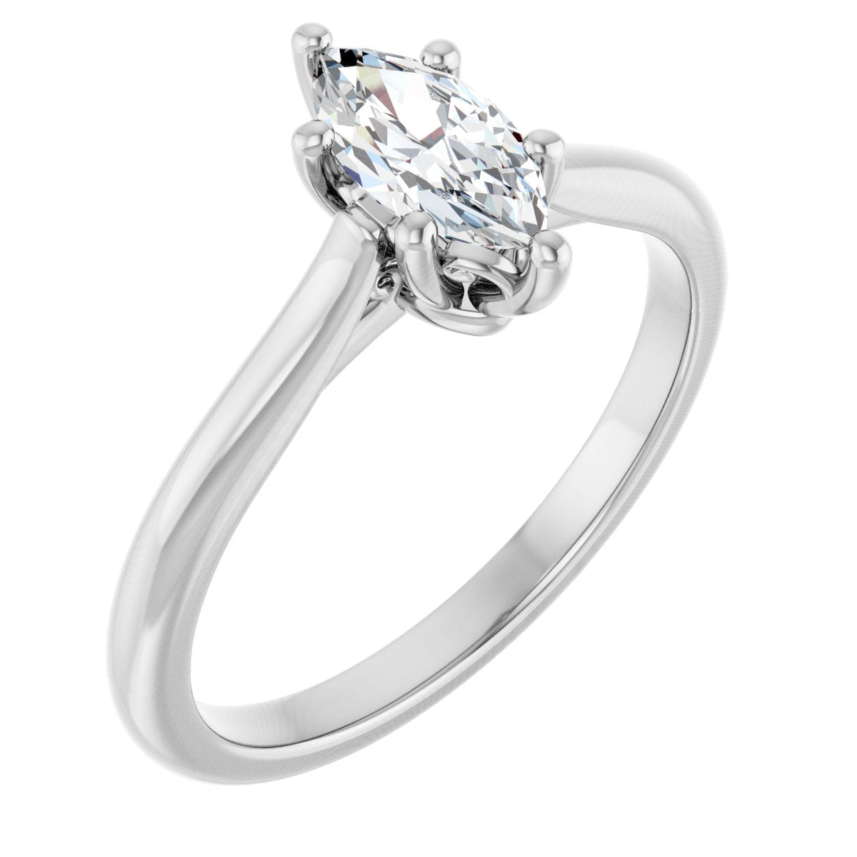 Natural Diamond Marquise Solitaire Engagement Ring Mounting - 14K Gold - Series 126330