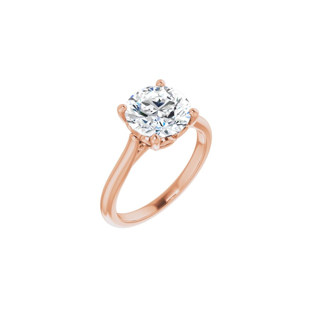 Natural Diamond Round Solitaire Engagement Ring Mounting - 14K Gold - Series 126330